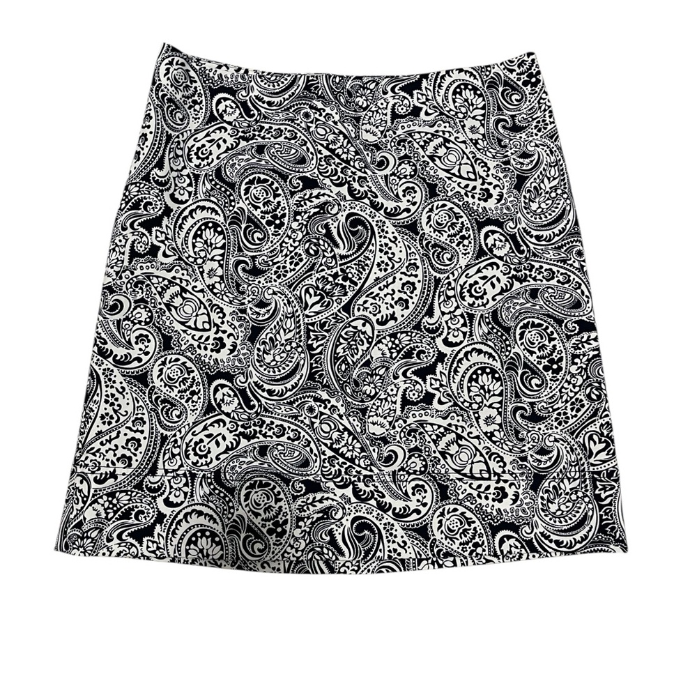 Talbots Paisley navy blue and white Mini Skirt‎ Size 10 P